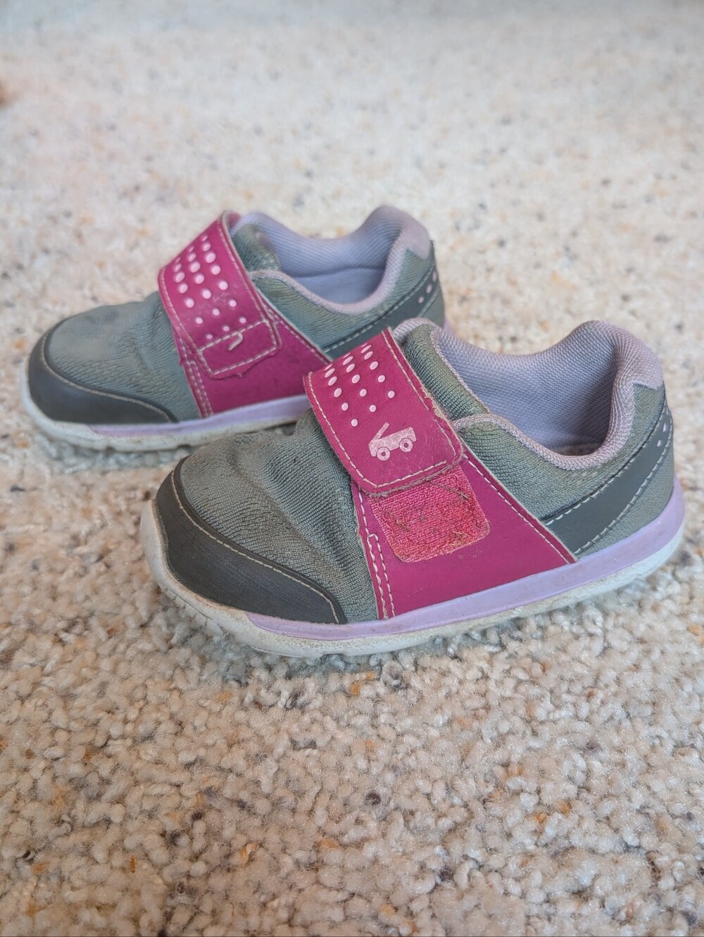 See Kai Run Pink and Gray Velcro Sneakers